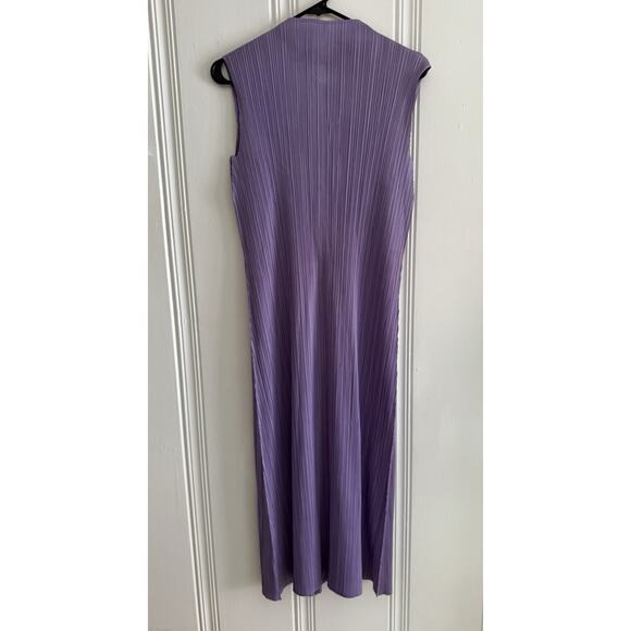 VTG Pleats Mode ET M Lilac Purple Knife Pleated Midi Maxi Dress Generous Japan - Picture 2 of 9